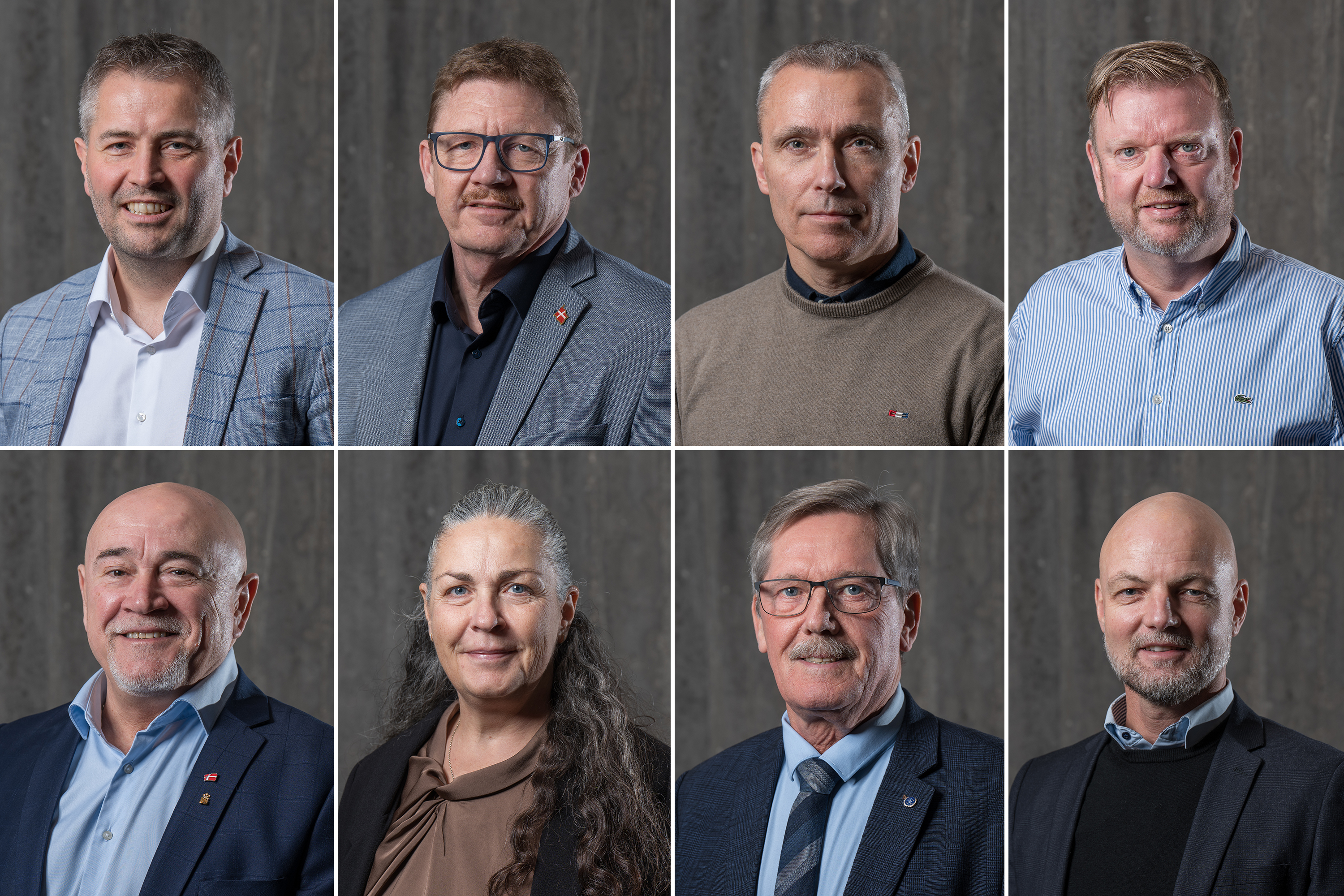 Collage af de otte udvalgsformænd eller -næstformænd